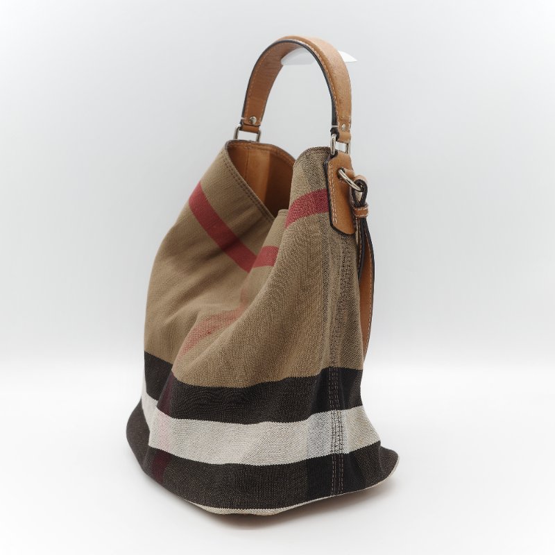 Burberry 巴寶莉 Ashby 中款 經典格紋 帆布水桶包-4