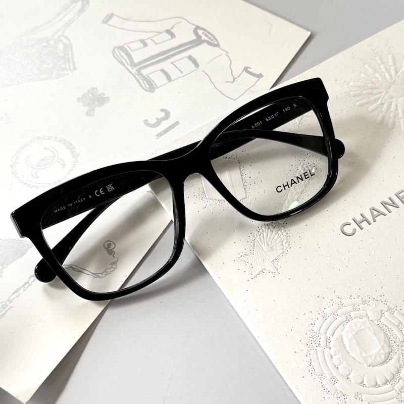 CHANEL 3392 小雙C 百搭 權志龍同款 素顏神器 細黑框 平光眼鏡-2