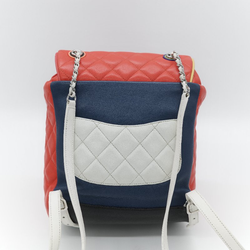 Chanel 香奈兒 Urban Spirit 紅色 菱格紋絎縫小羊皮 大尺寸雙 C 標誌 皮穿鏈條後背包-4