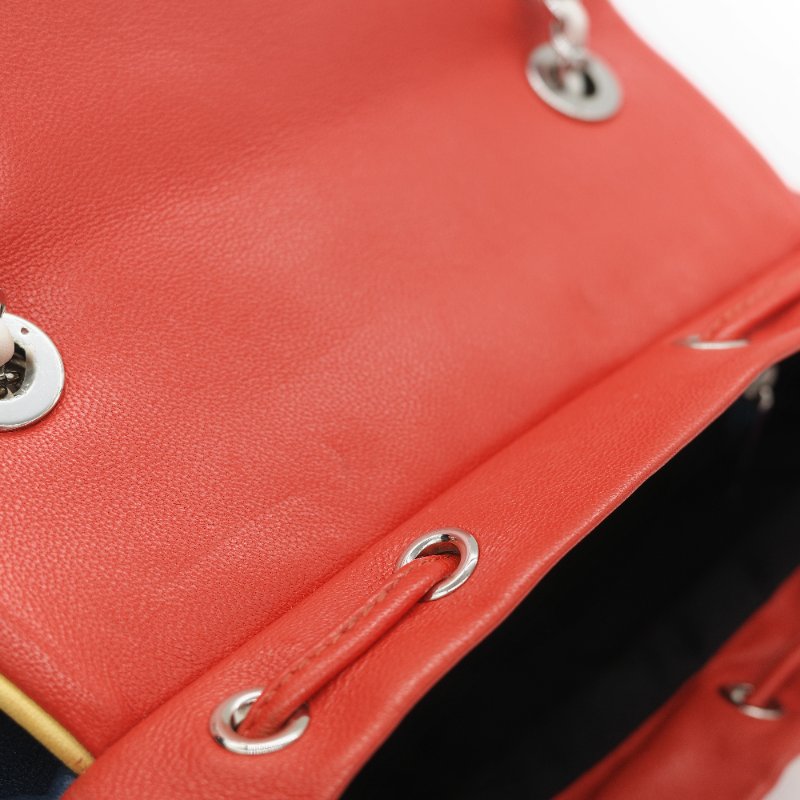 Chanel 香奈兒 Urban Spirit 紅色 菱格紋絎縫小羊皮 大尺寸雙 C 標誌 皮穿鏈條後背包-46