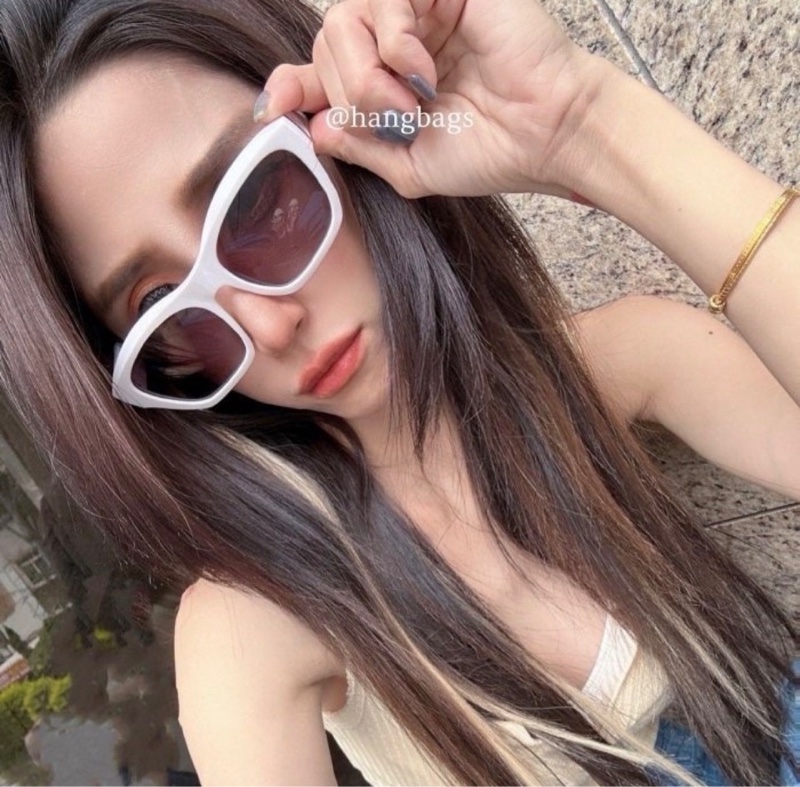 Chanel 白色折疊墨鏡 銀色水鑽 6055-B-6