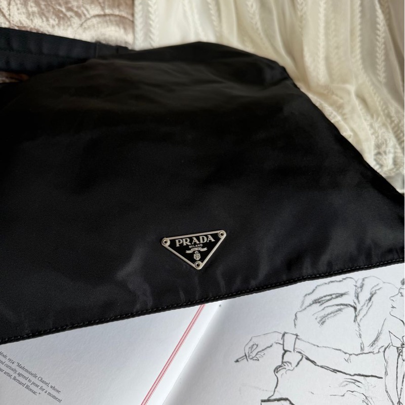 普拉特 斜挎包  皮革肩帶  肩背  斜挎  prada black黑色 nylon /leather crossbody bag-4