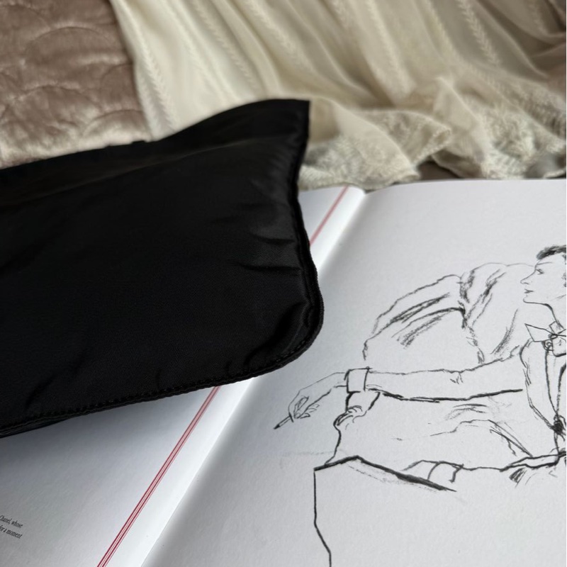 普拉特 斜挎包  皮革肩帶  肩背  斜挎  prada black黑色 nylon /leather crossbody bag-11