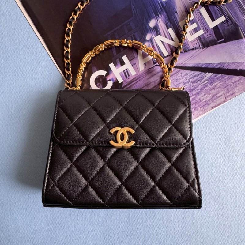 💖拍照必出片 Chanel 黑色羊皮 mini Kelly金鏈包-0