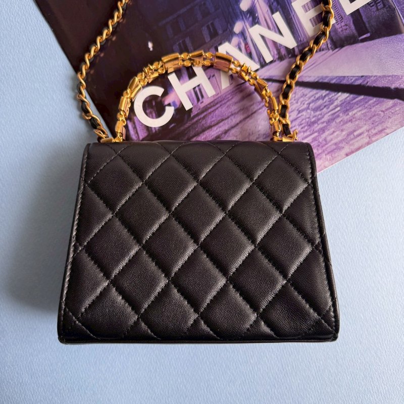 💖拍照必出片 Chanel 黑色羊皮 mini Kelly金鏈包-1