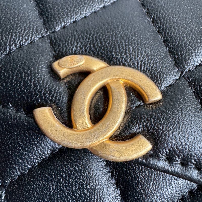 💖拍照必出片 Chanel 黑色羊皮 mini Kelly金鏈包-2