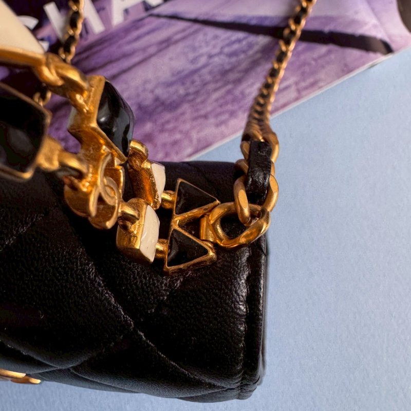 💖拍照必出片 Chanel 黑色羊皮 mini Kelly金鏈包-3