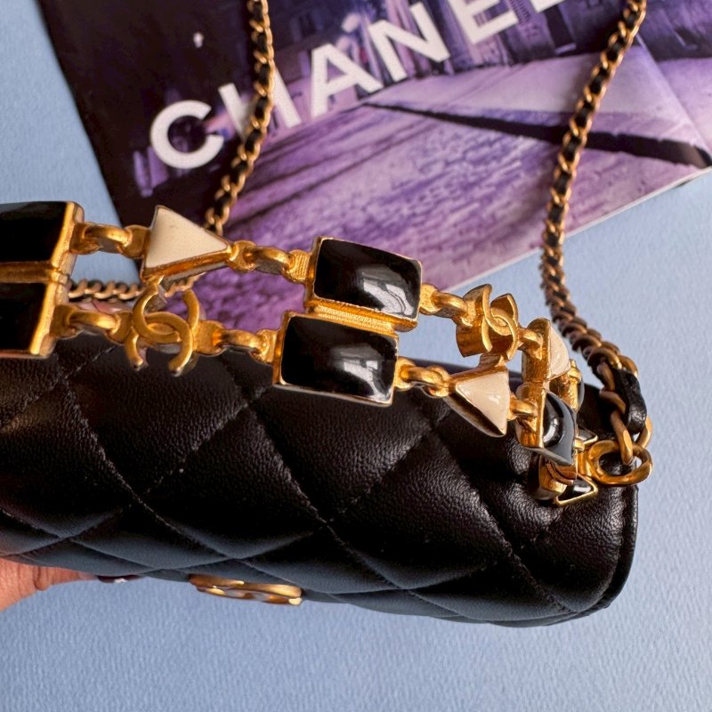 💖拍照必出片 Chanel 黑色羊皮 mini Kelly金鏈包-4