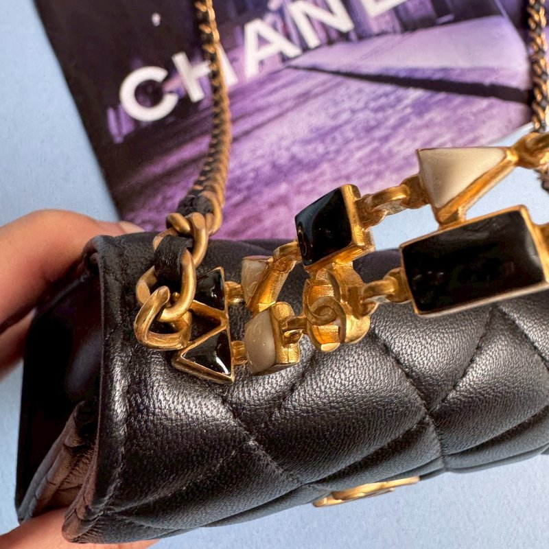 💖拍照必出片 Chanel 黑色羊皮 mini Kelly金鏈包-5