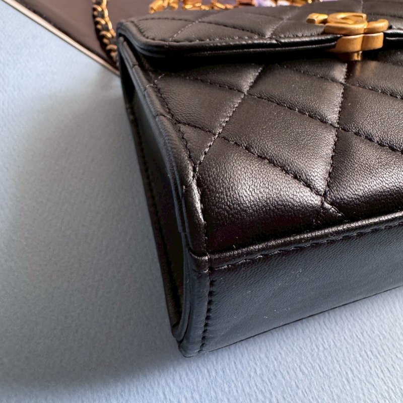 💖拍照必出片 Chanel 黑色羊皮 mini Kelly金鏈包-6