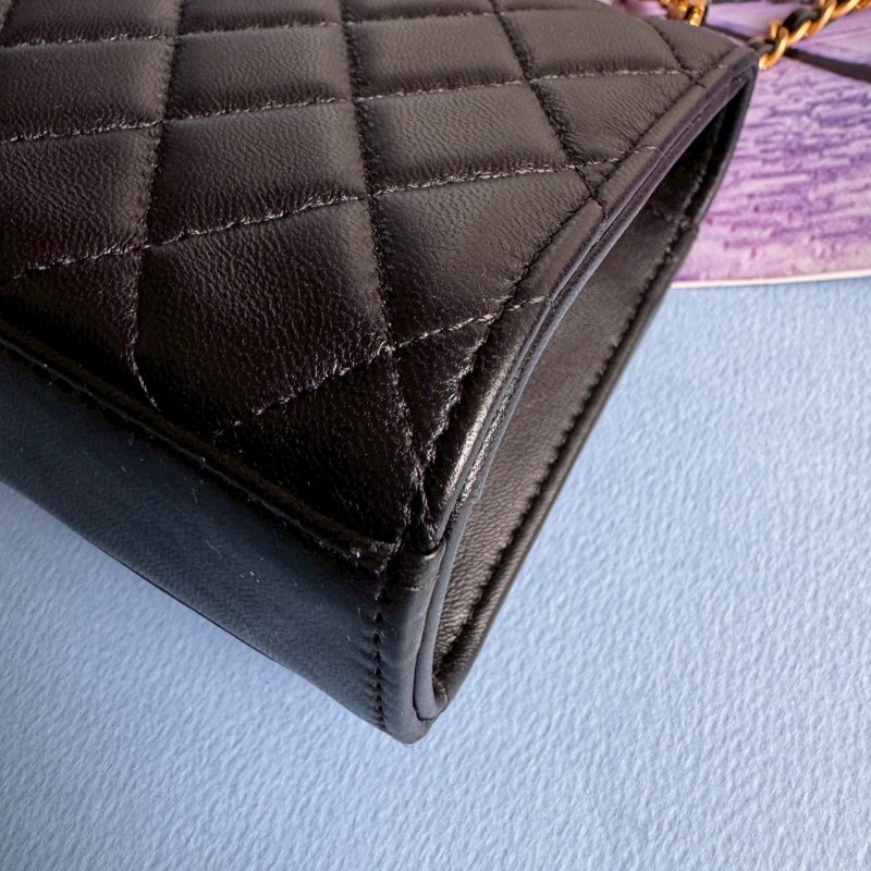 💖拍照必出片 Chanel 黑色羊皮 mini Kelly金鏈包-9