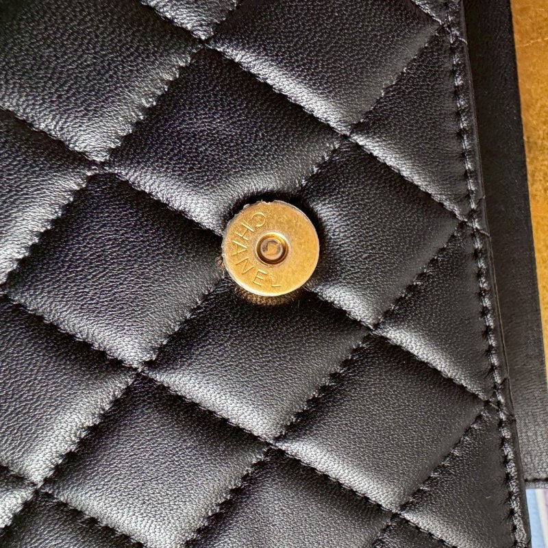 💖拍照必出片 Chanel 黑色羊皮 mini Kelly金鏈包-11