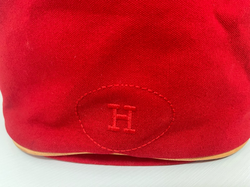 Hermes 愛馬仕 棉質帆布牛皮飾邊抽繩側背水桶包-1