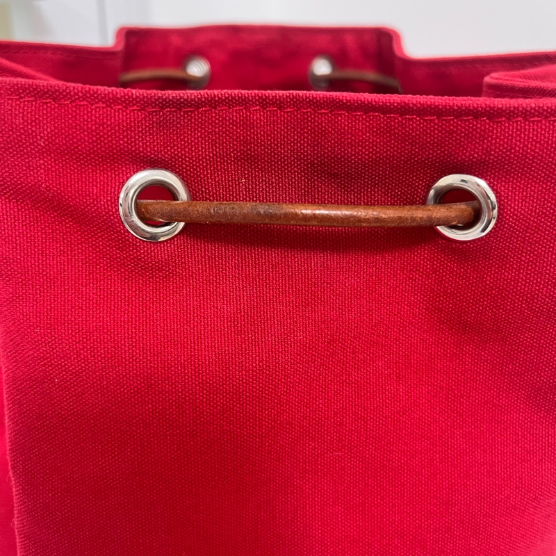 Hermes 愛馬仕 棉質帆布牛皮飾邊抽繩側背水桶包-6