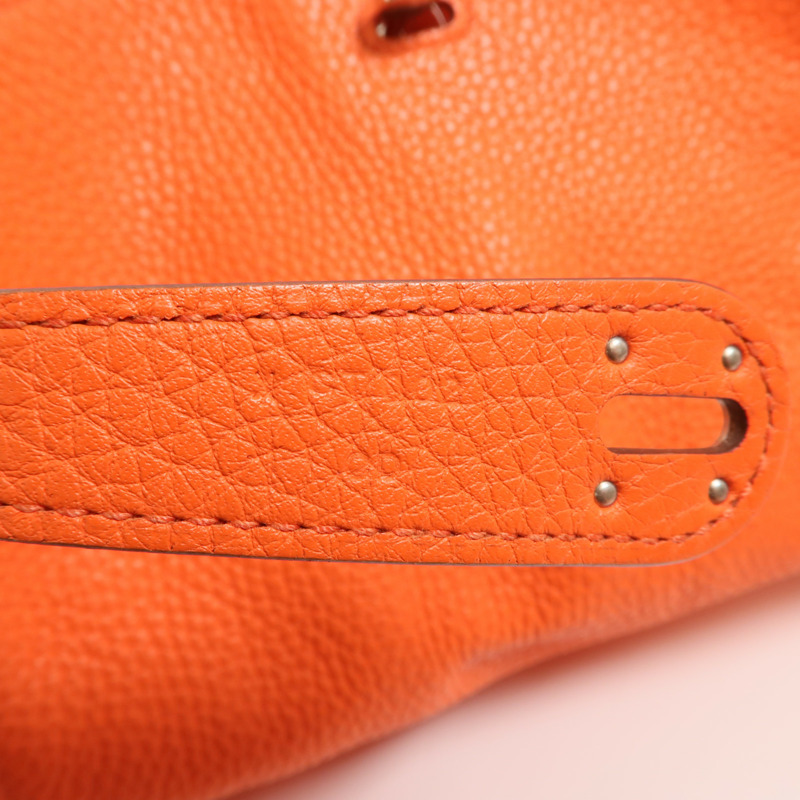HERMES 【Hermes Fair】Clemence皮革Lindy 34銀扣手挽肩背兩用袋Orange Poppy-6
