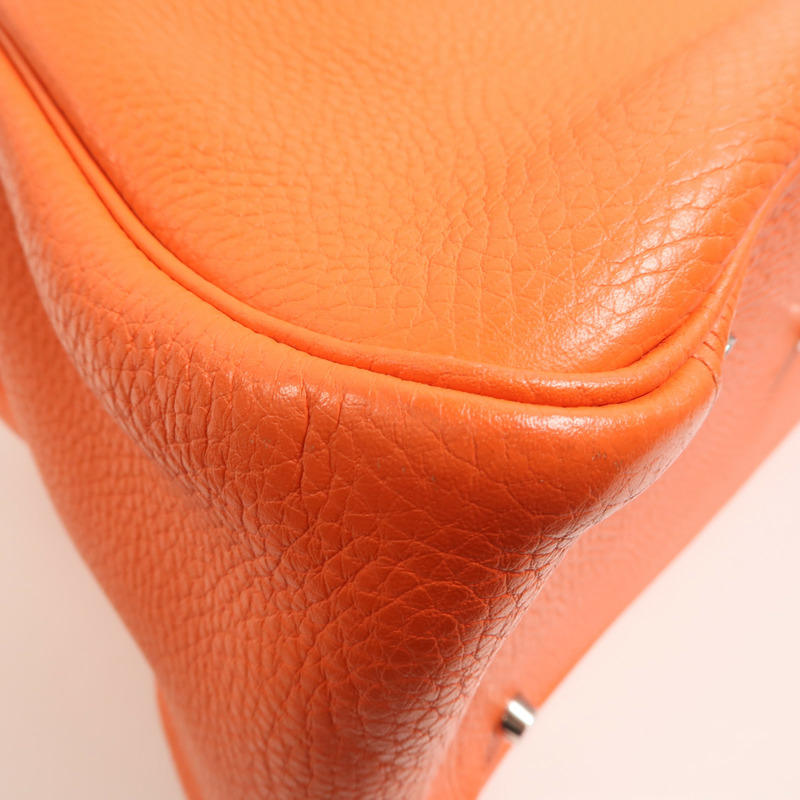 HERMES 【Hermes Fair】Clemence皮革Lindy 34銀扣手挽肩背兩用袋Orange Poppy-12