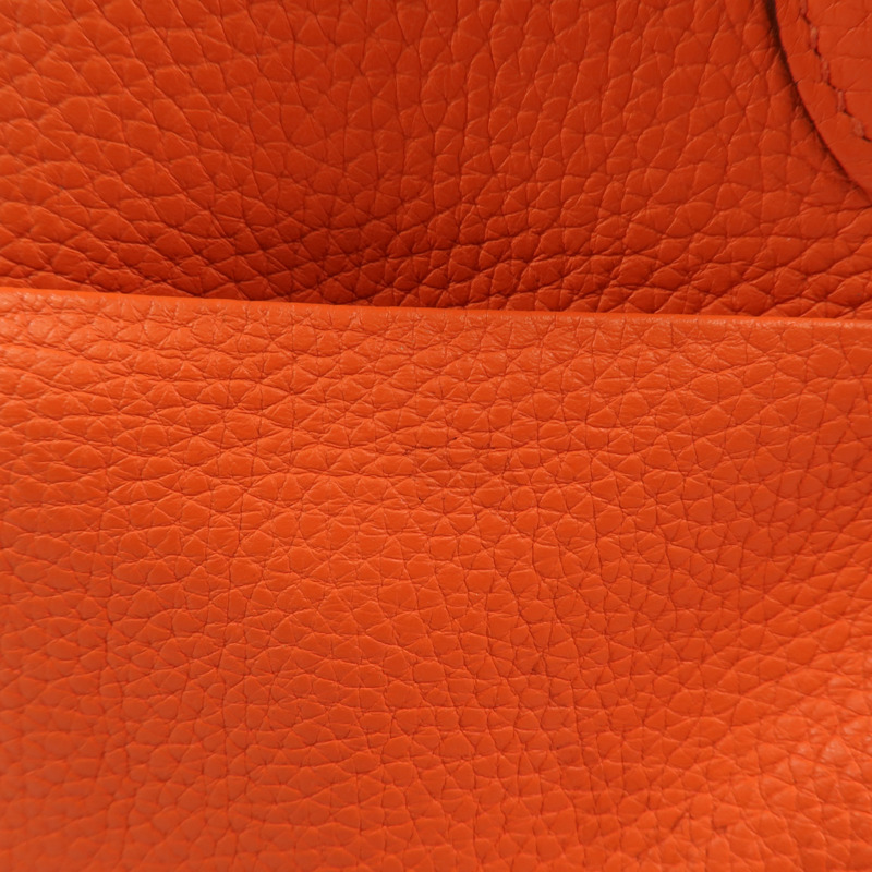 HERMES 【Hermes Fair】Clemence皮革Lindy 34銀扣手挽肩背兩用袋Orange Poppy-13