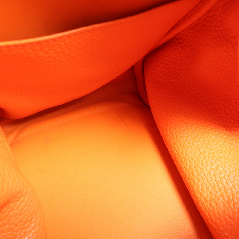 HERMES 【Hermes Fair】Clemence皮革Lindy 34銀扣手挽肩背兩用袋Orange Poppy-15