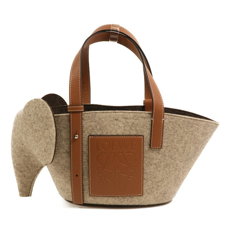 LOEWE 羊毛Basket Bag銀扣手挽袋