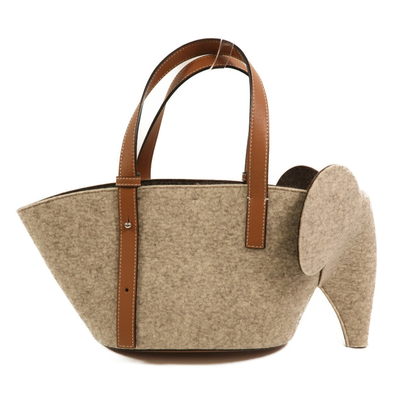 LOEWE 羊毛Basket Bag銀扣手挽袋-1