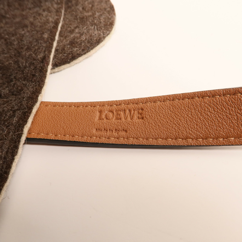 LOEWE 羊毛Basket Bag銀扣手挽袋-5