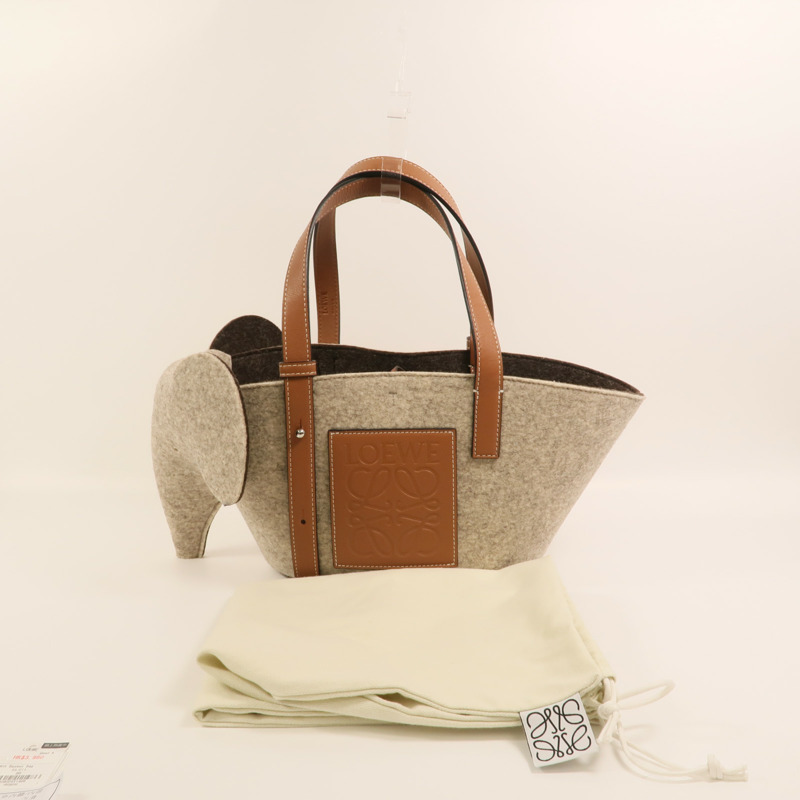 LOEWE 羊毛Basket Bag銀扣手挽袋-10