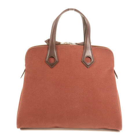 HERMES 帆布Heeboo Bag銀扣手挽袋Bordeaux
