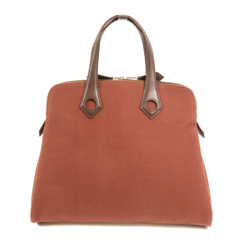 HERMES 帆布Heeboo Bag銀扣手挽袋Bordeaux-1