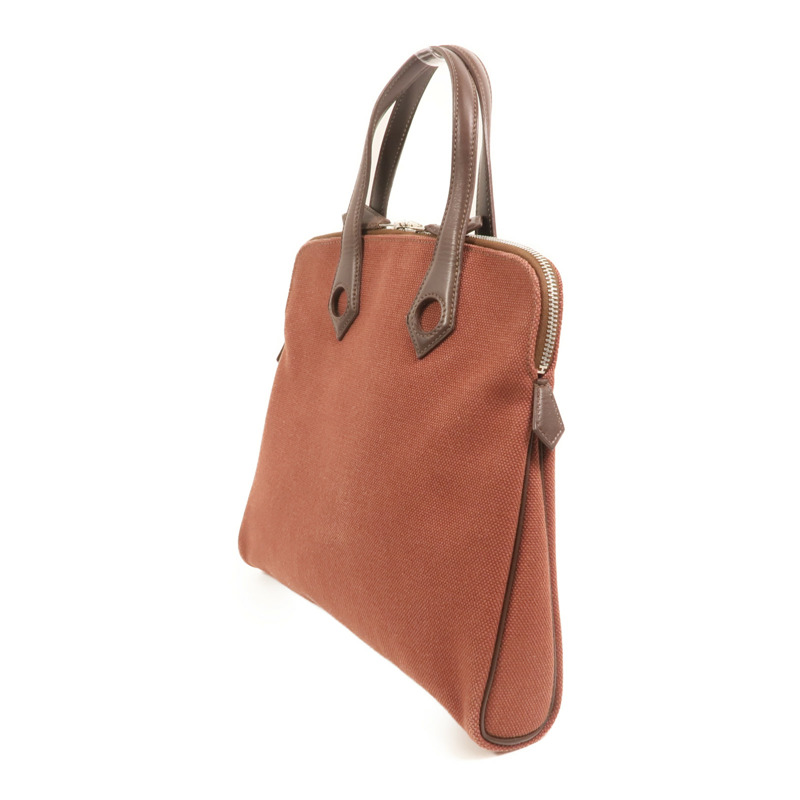 HERMES 帆布Heeboo Bag銀扣手挽袋Bordeaux-2