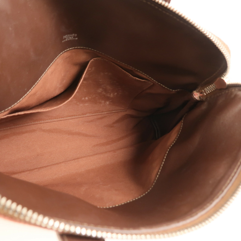 HERMES 帆布Heeboo Bag銀扣手挽袋Bordeaux-4