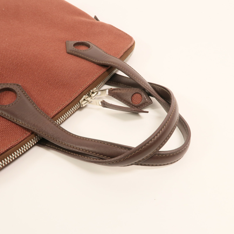 HERMES 帆布Heeboo Bag銀扣手挽袋Bordeaux-7