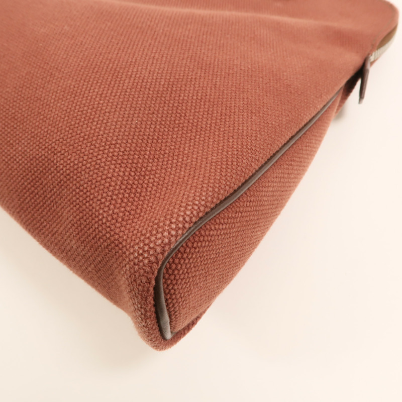 HERMES 帆布Heeboo Bag銀扣手挽袋Bordeaux-10