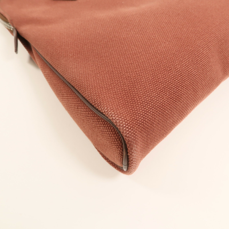HERMES 帆布Heeboo Bag銀扣手挽袋Bordeaux-11