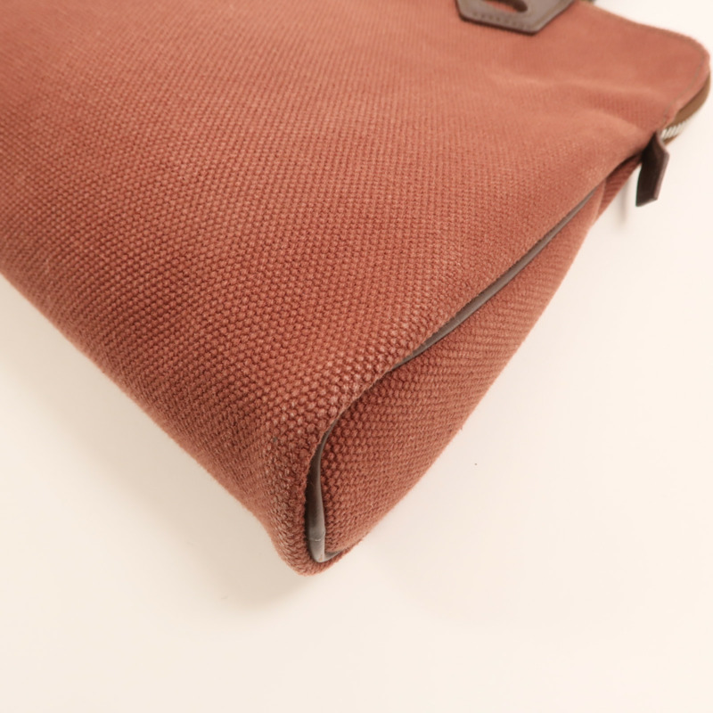 HERMES 帆布Heeboo Bag銀扣手挽袋Bordeaux-12