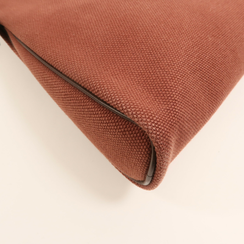 HERMES 帆布Heeboo Bag銀扣手挽袋Bordeaux-13