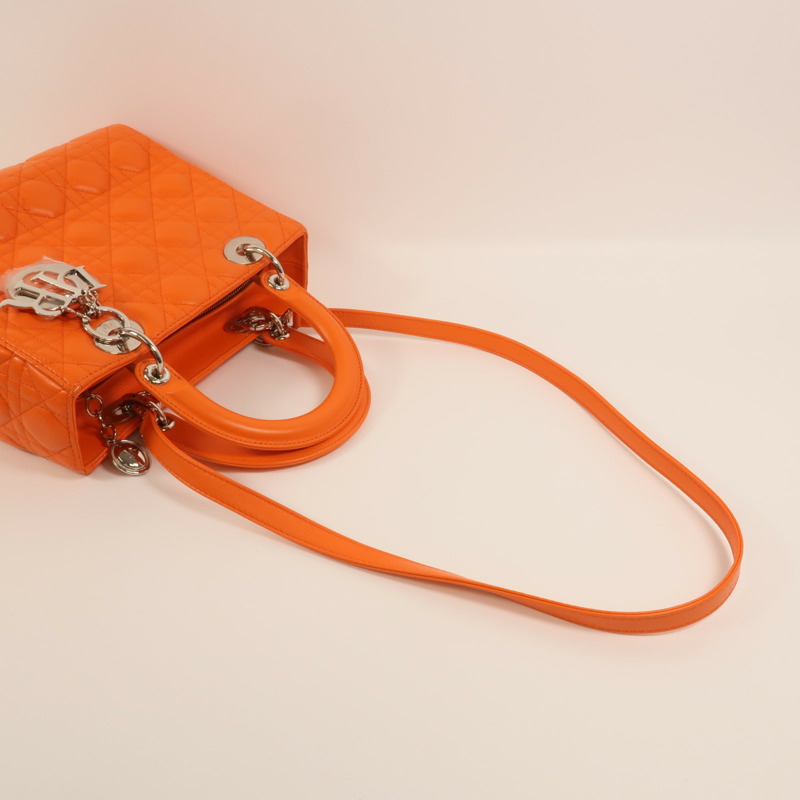 Dior 羊皮皮革Lady Dior Medium銀扣手挽肩背兩用袋-7