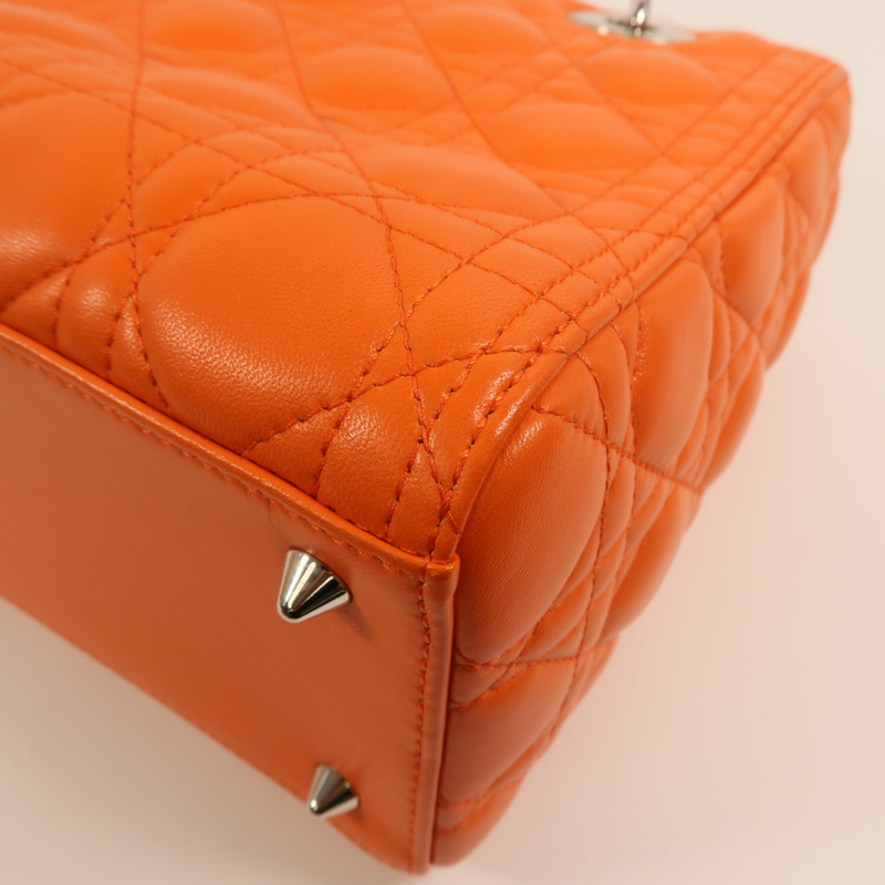 Dior 羊皮皮革Lady Dior Medium銀扣手挽肩背兩用袋-14