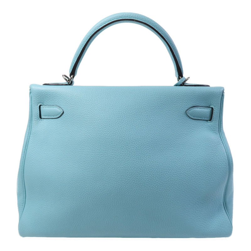HERMES Clemence皮革Kelly 32手挽肩背兩用袋Bleu Atoll-1