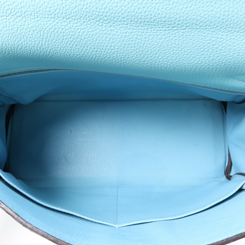 HERMES Clemence皮革Kelly 32手挽肩背兩用袋Bleu Atoll-4