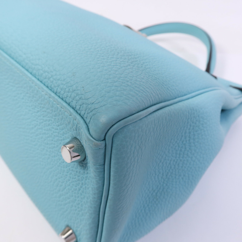 HERMES Clemence皮革Kelly 32手挽肩背兩用袋Bleu Atoll-10