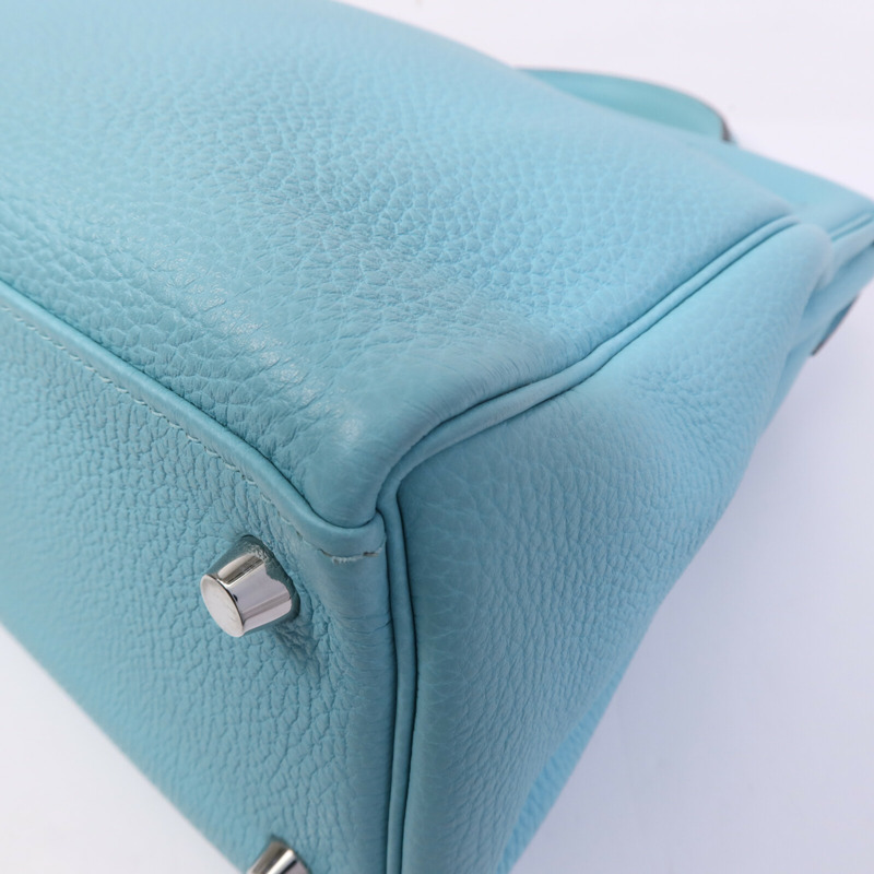 HERMES Clemence皮革Kelly 32手挽肩背兩用袋Bleu Atoll-12