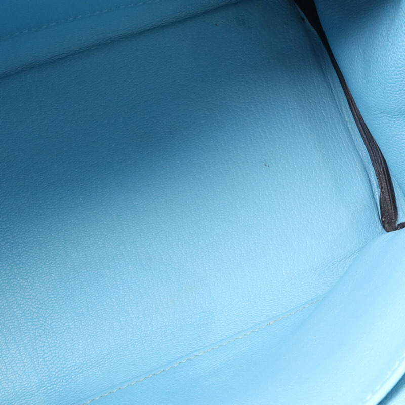 HERMES Clemence皮革Kelly 32手挽肩背兩用袋Bleu Atoll-15