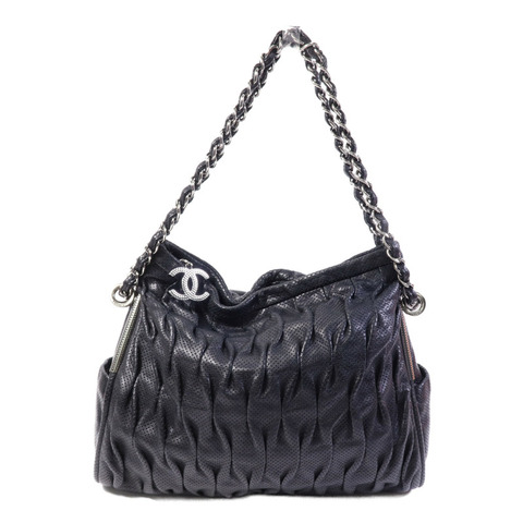 CHANEL 牛皮皮革Chain Shoulder Bag銀扣鏈帶肩背袋