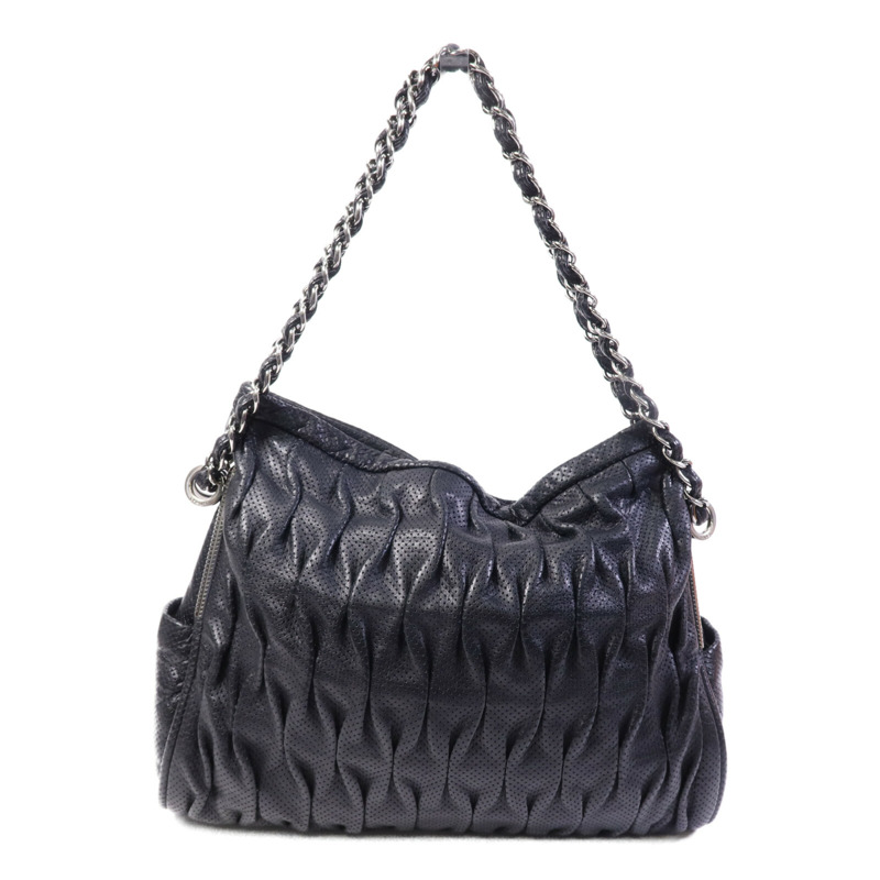 CHANEL 牛皮皮革Chain Shoulder Bag銀扣鏈帶肩背袋-1