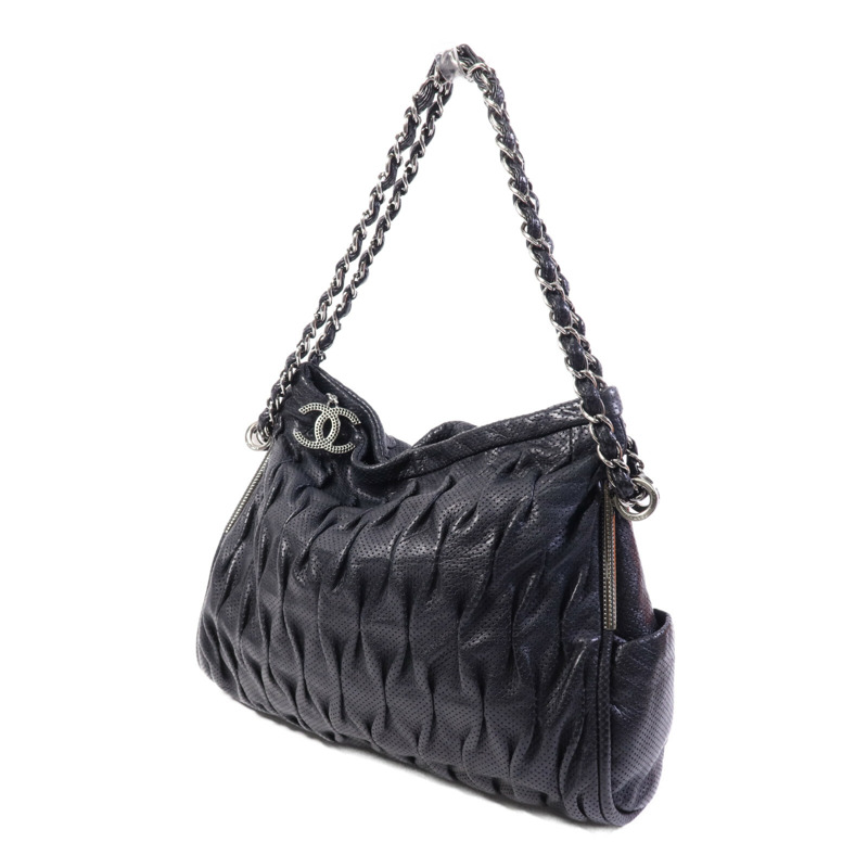 CHANEL 牛皮皮革Chain Shoulder Bag銀扣鏈帶肩背袋-2