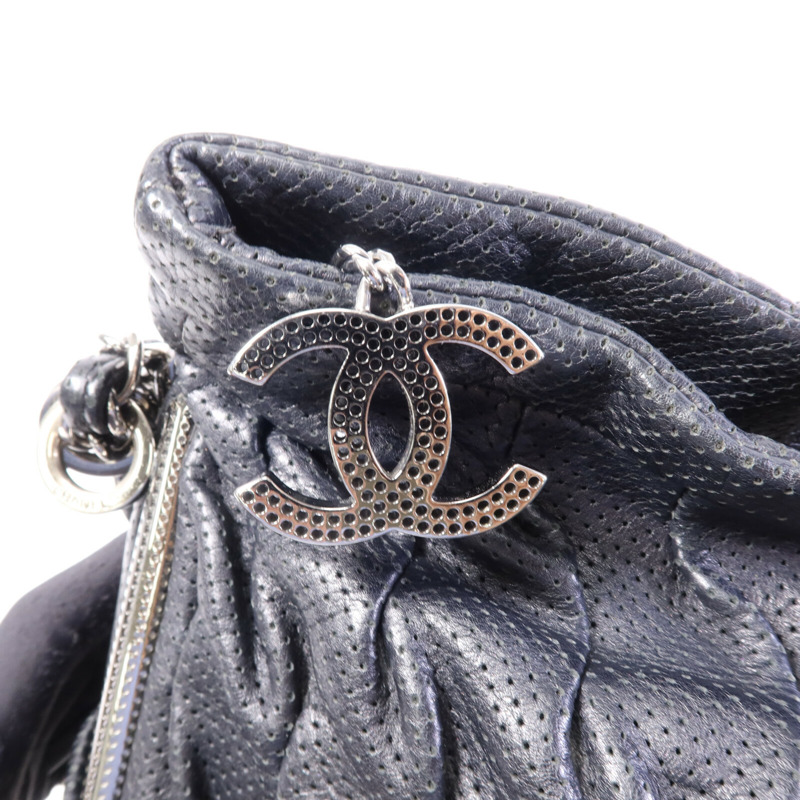 CHANEL 牛皮皮革Chain Shoulder Bag銀扣鏈帶肩背袋-6