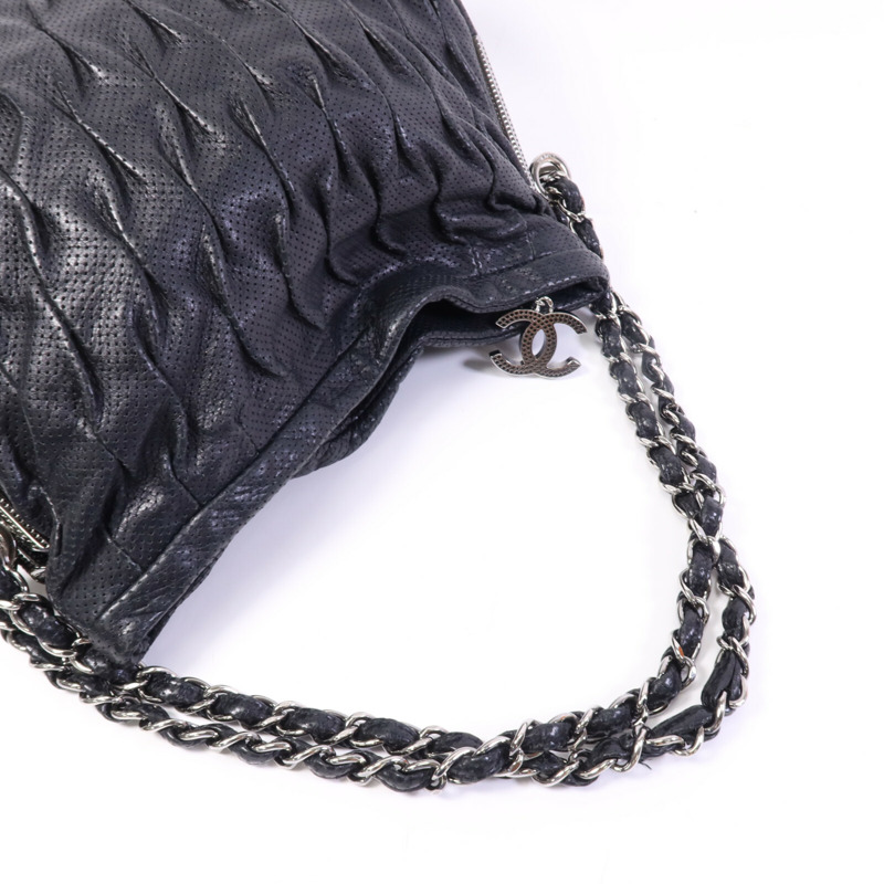 CHANEL 牛皮皮革Chain Shoulder Bag銀扣鏈帶肩背袋-8