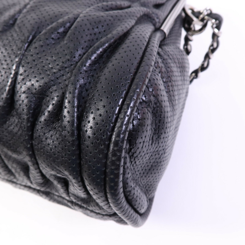 CHANEL 牛皮皮革Chain Shoulder Bag銀扣鏈帶肩背袋-12