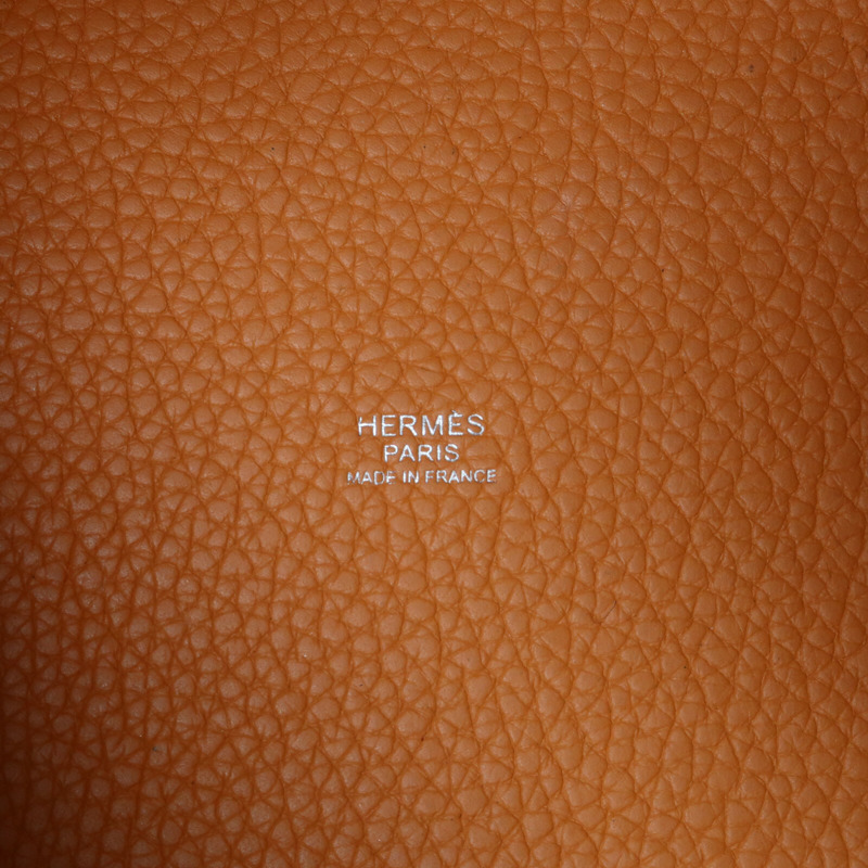 HERMES 【Hermes Fair】Clemence皮革Picotin MM銀扣手挽袋Rouge Grenade/Orange-9