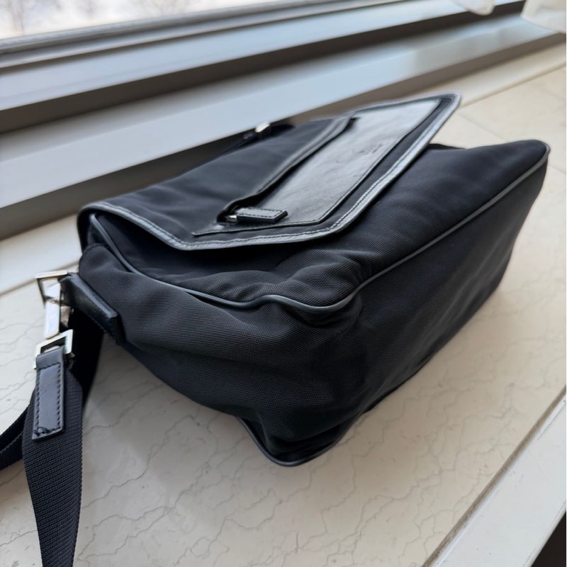 古馳 斜挎包  郵差包 肩背  斜挎  gucci black黑色 nylon /leather crossbody bag-9